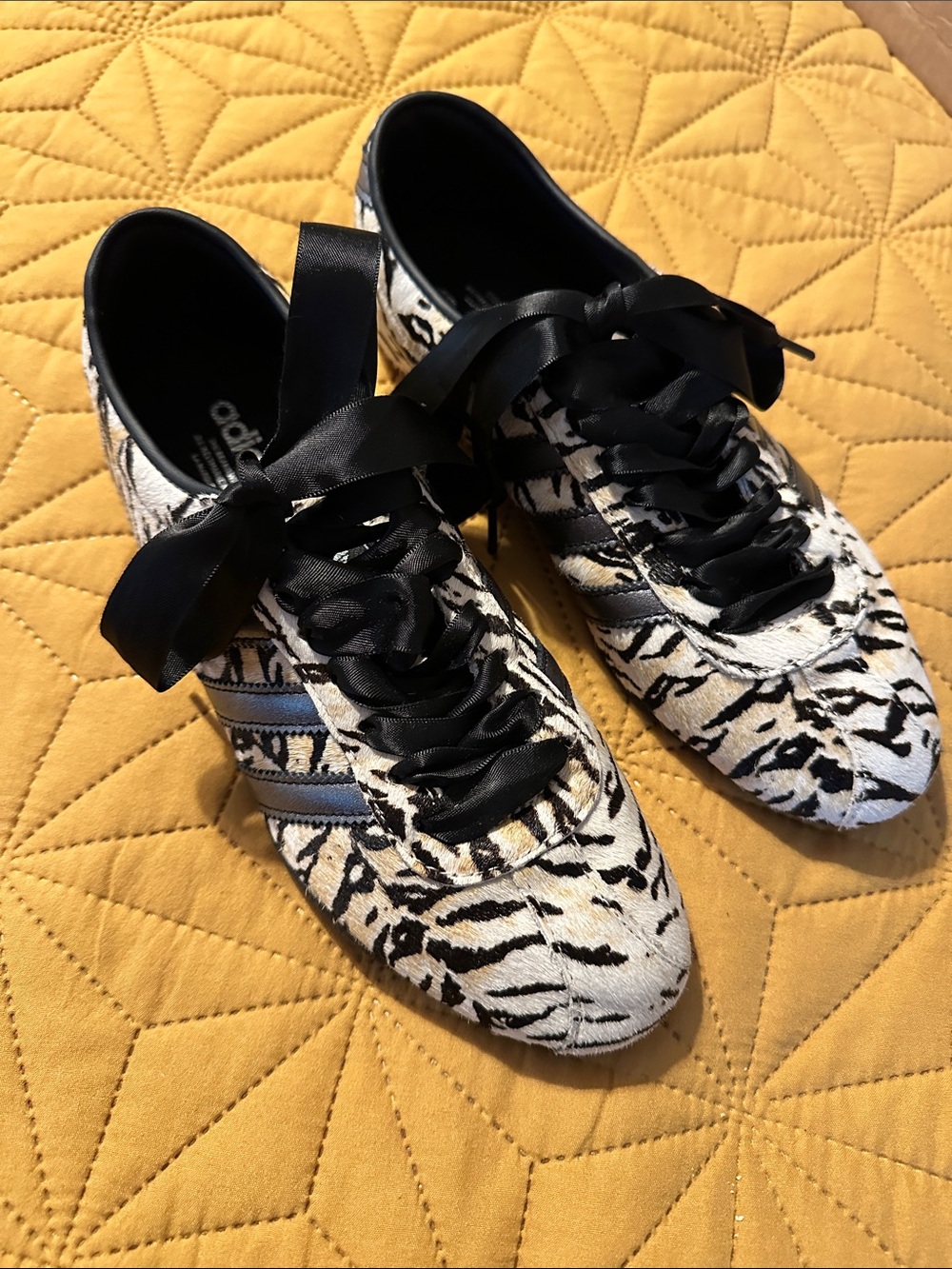 adidas Black & White Zebra-Print Sneakers with Satin Laces